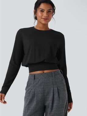 Halara Round Neck Long Sleeve Work Top XS